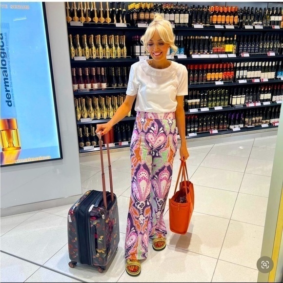 Zara Tops - Zara Top and Pant Set XS Printed Linen Spain Groovy 70s 60s Boho Colorful Unique